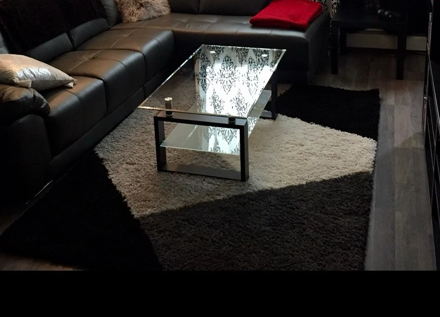 Geometric Area Rug - Black, White, Grey - photo 2