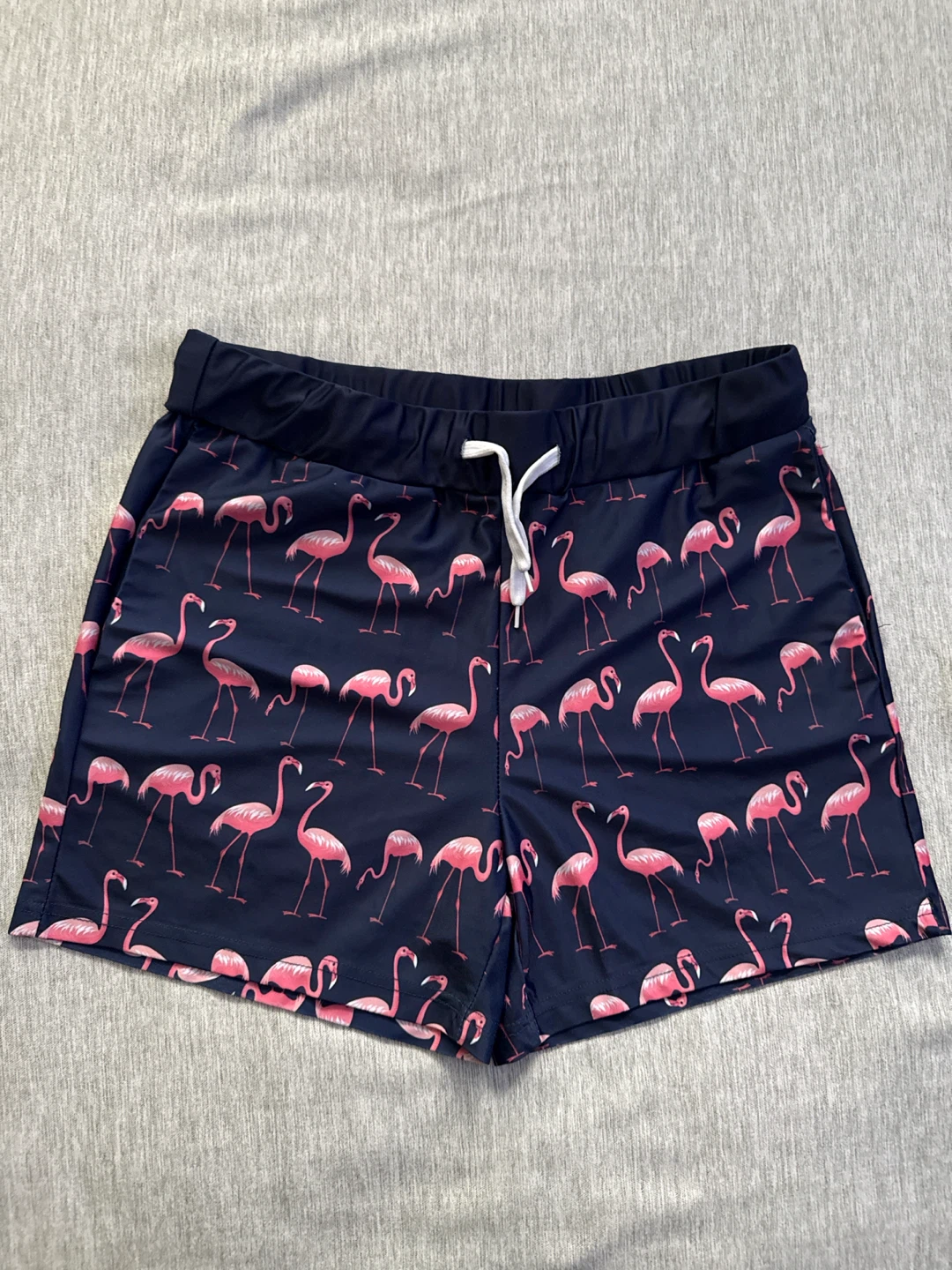 Navy Flamingo Print Shorts