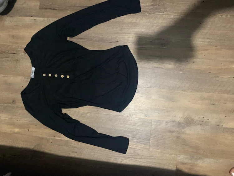 Black Long Sleeve Henley Shirt