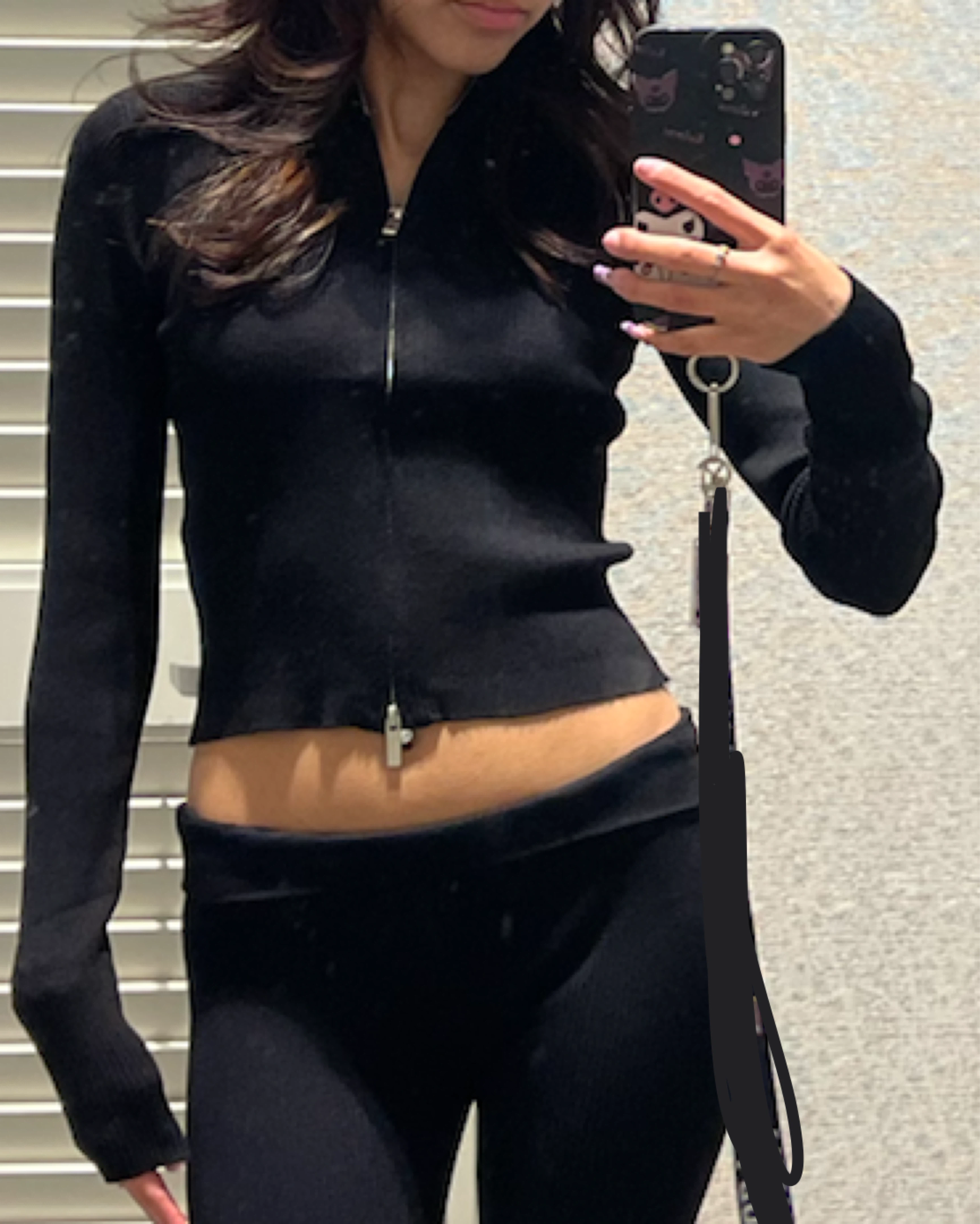 Black Mock Neck Zip-Up Long Sleeve Top - photo 2