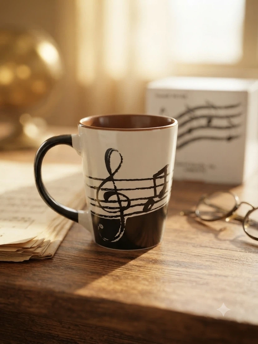Brand New Musical Note Ceramic Mug – Perfect for Music Lovers!