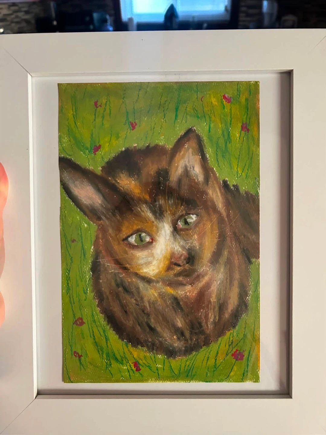 oil pastel painting of cat