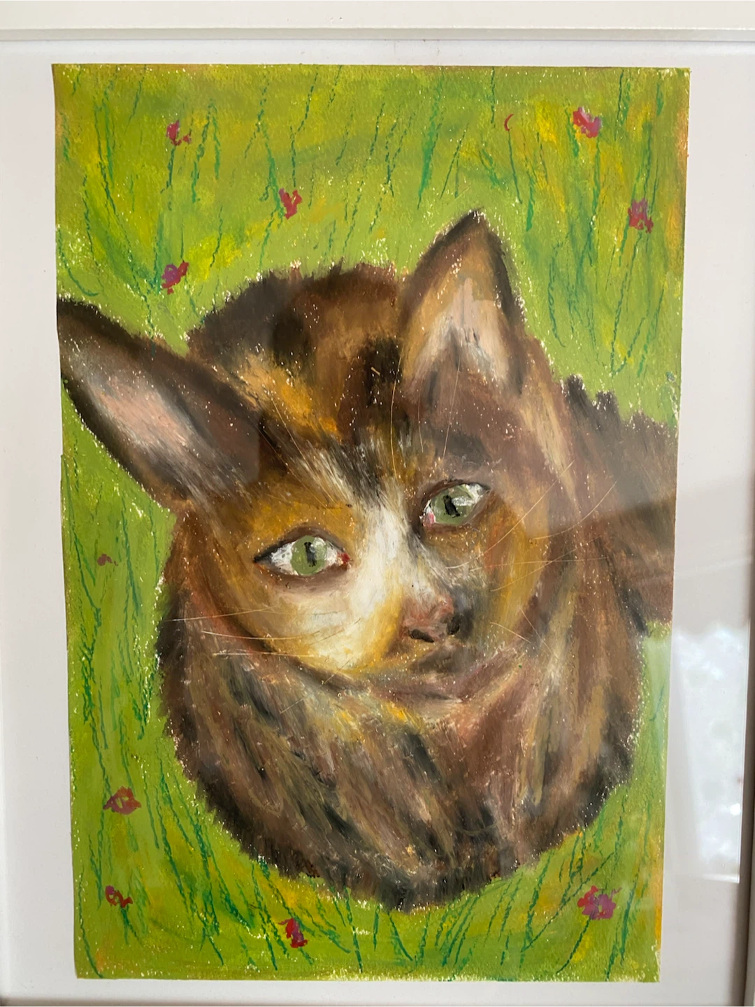 oil pastel painting of cat - photo 3