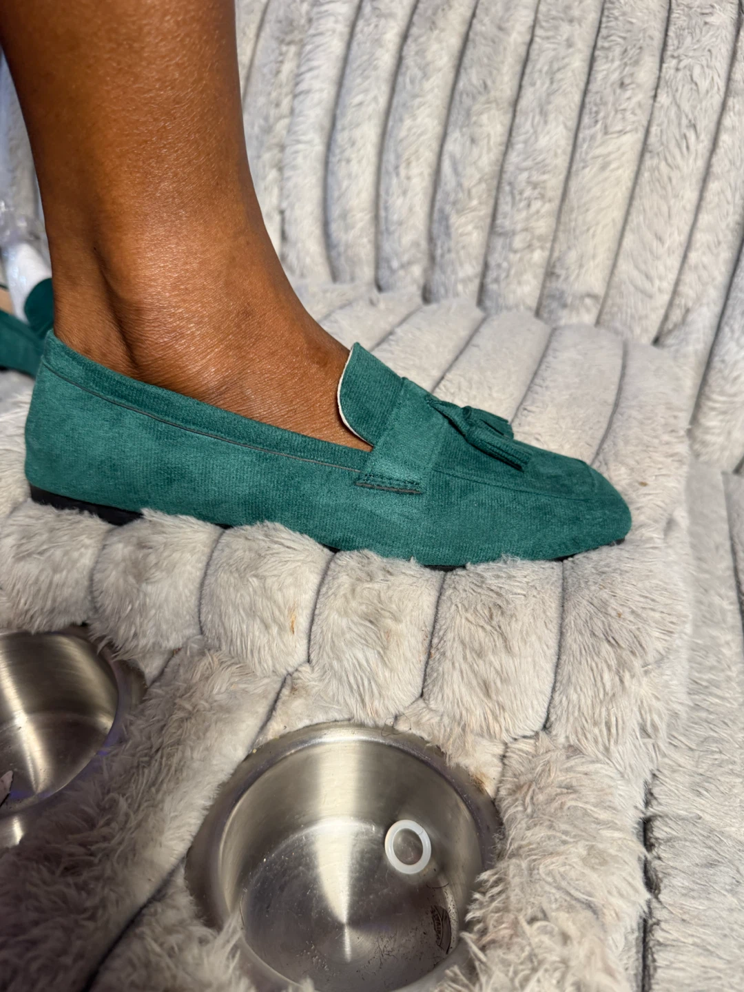 Women's Teal Suede Tassel Loafers - photo 4