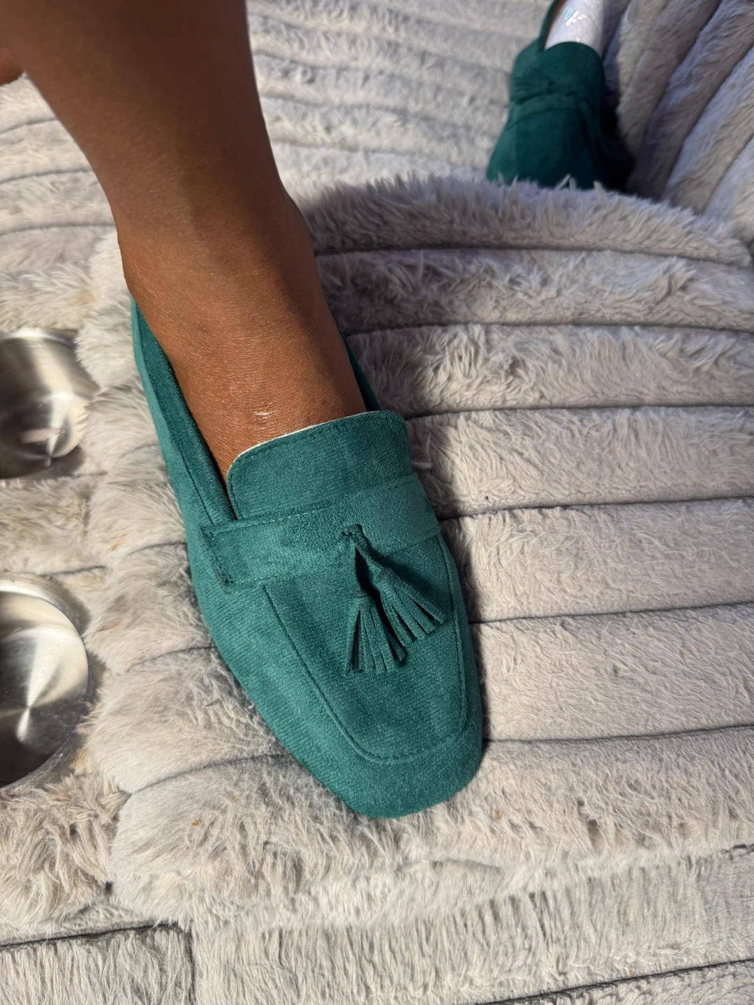 Women's Teal Suede Tassel Loafers - photo 5