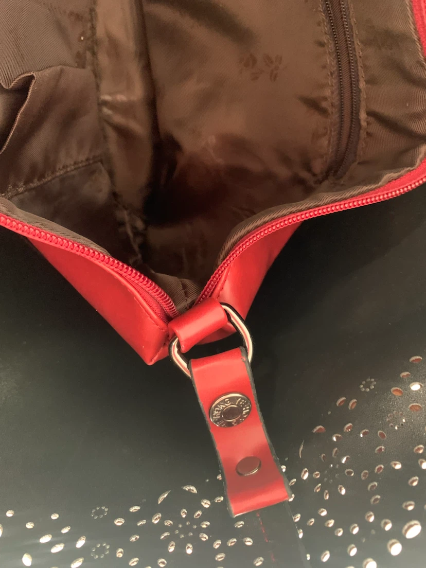 Red Tote Bag with Perforated Design - photo 5