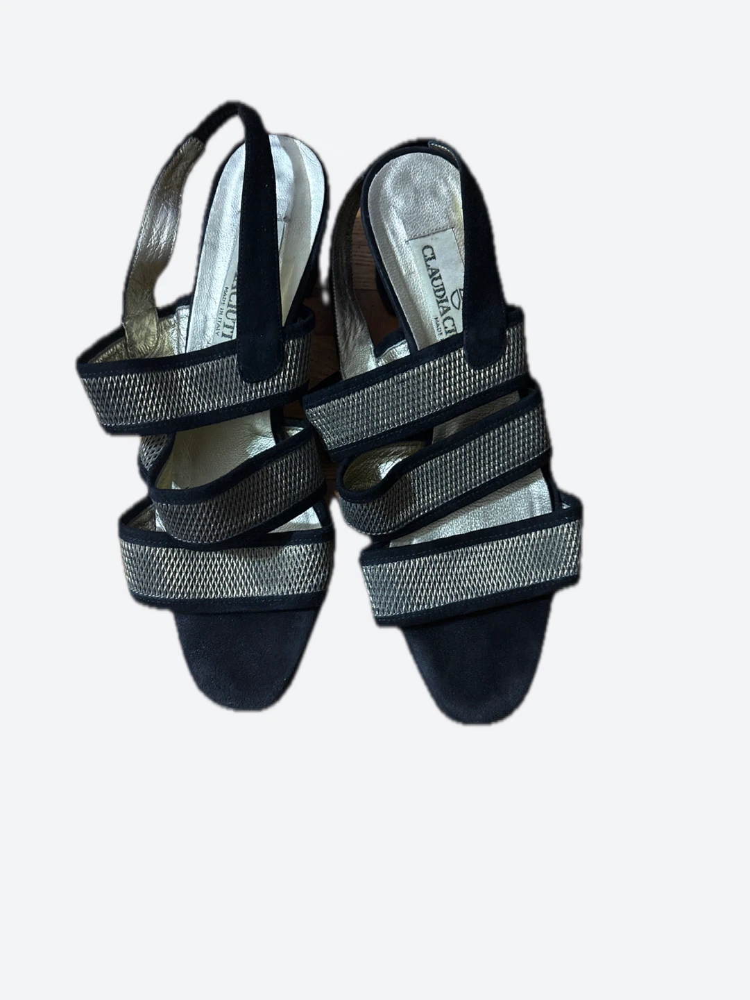 CLAUDIA CIUTI Women's Black & Silver Strappy Heels