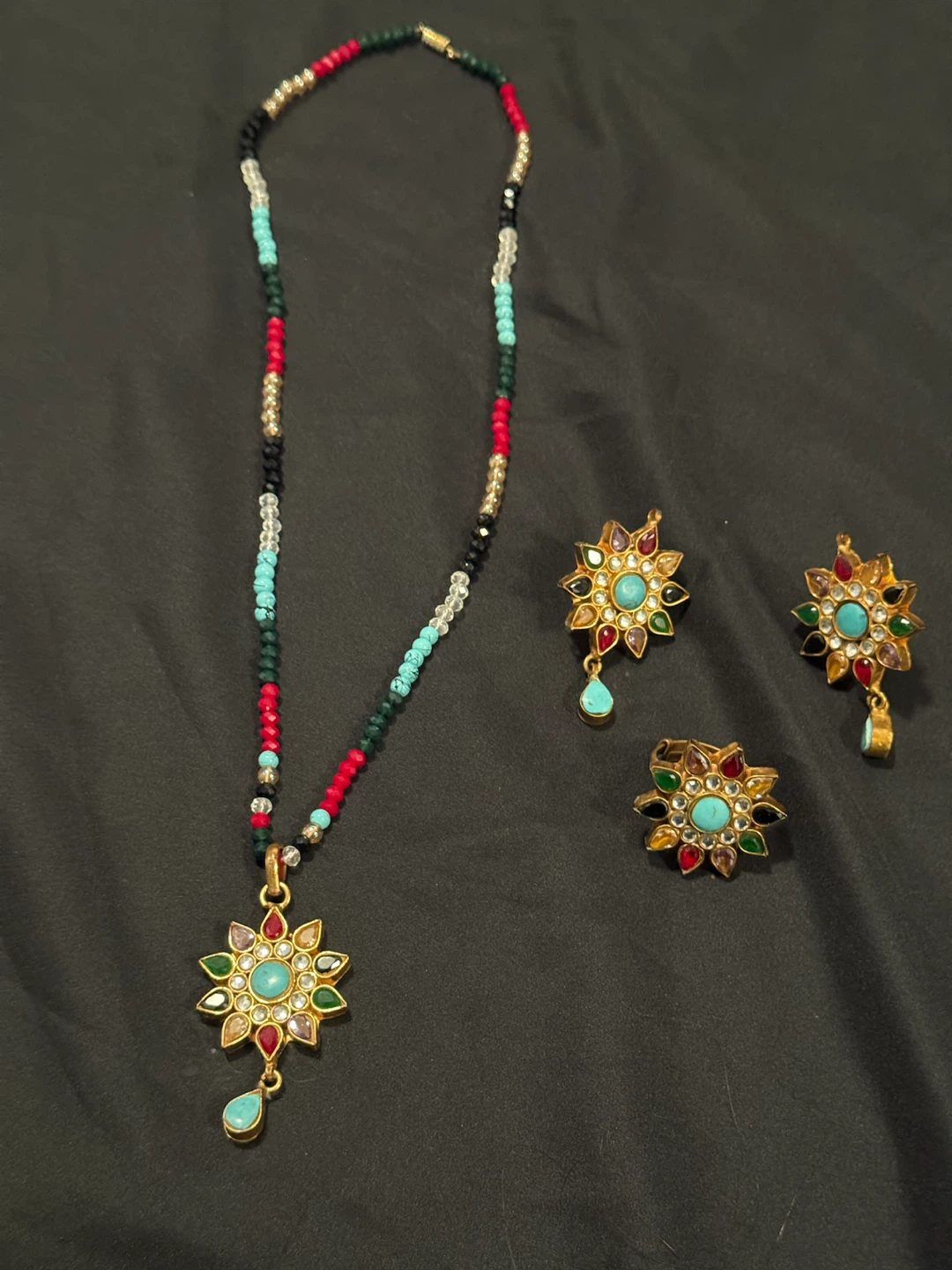 Beaded Necklace and Earrings Set with Pendants - photo 5