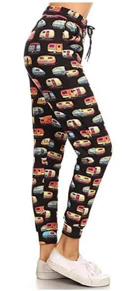Joggers with Retro Camper Print