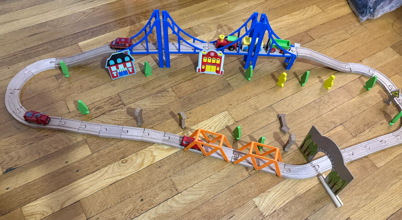 Wooden Train Set with Bridges and Accessories - photo 3
