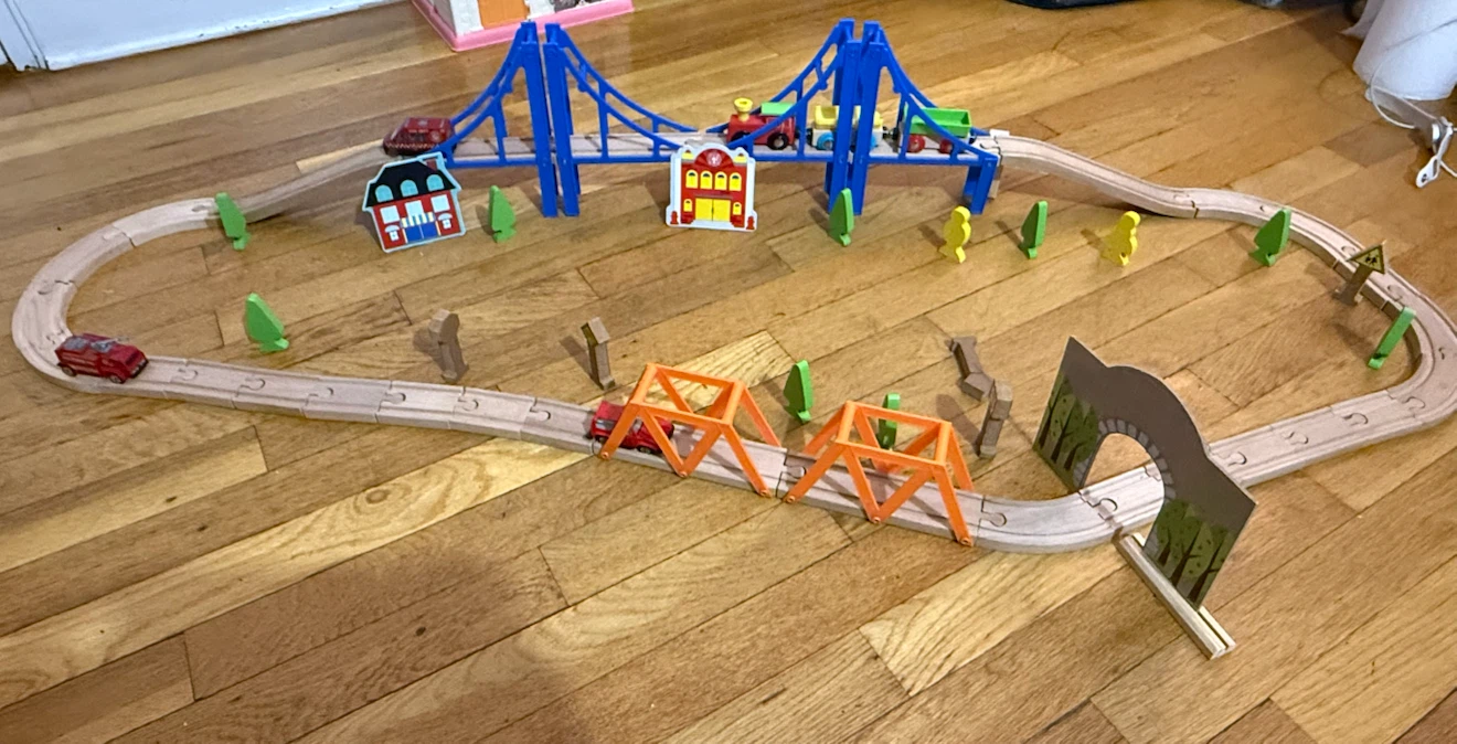 Wooden Train Set with Bridges and Accessories - photo 4