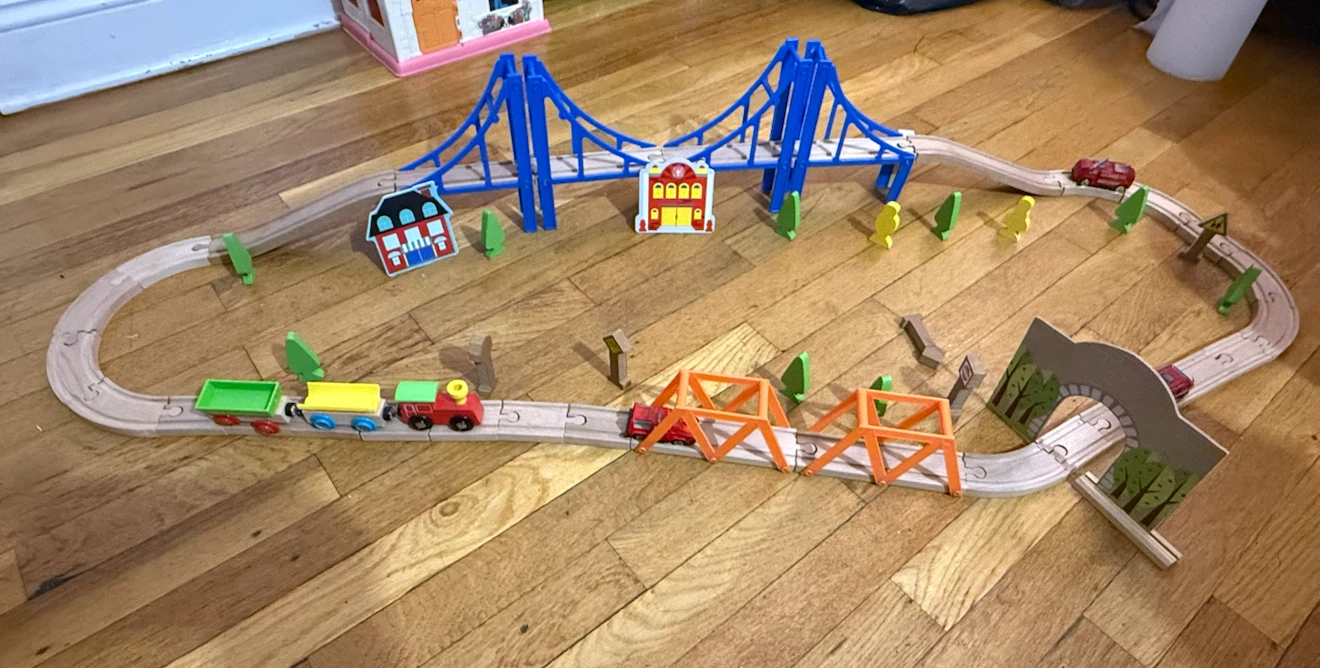 Wooden Train Set with Bridges and Accessories - photo 5