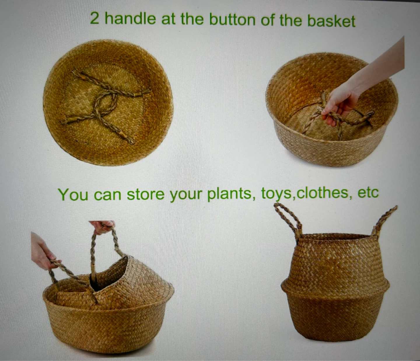 Seagrass Woven Basket with Handles - photo 4