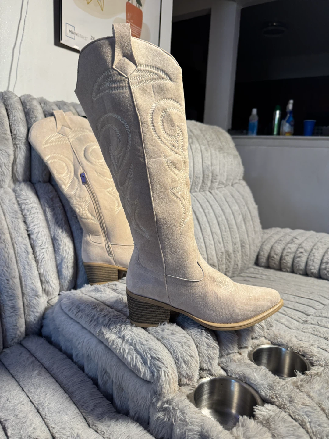 Women's Beige Suede Western Boots - photo 4