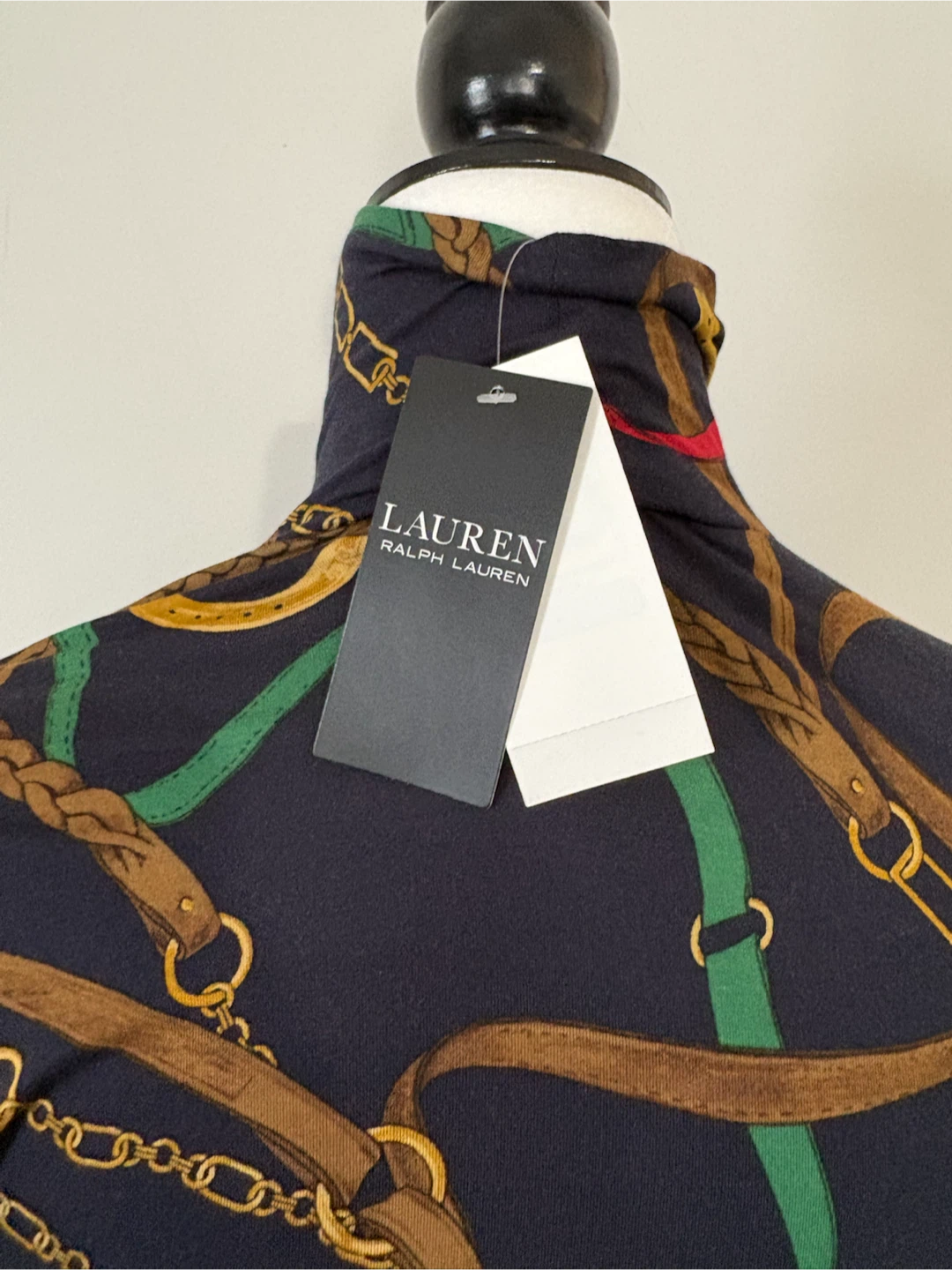 L (fitted) - Lauren Ralph Lauren Belt Print Turtleneck Top - photo 4