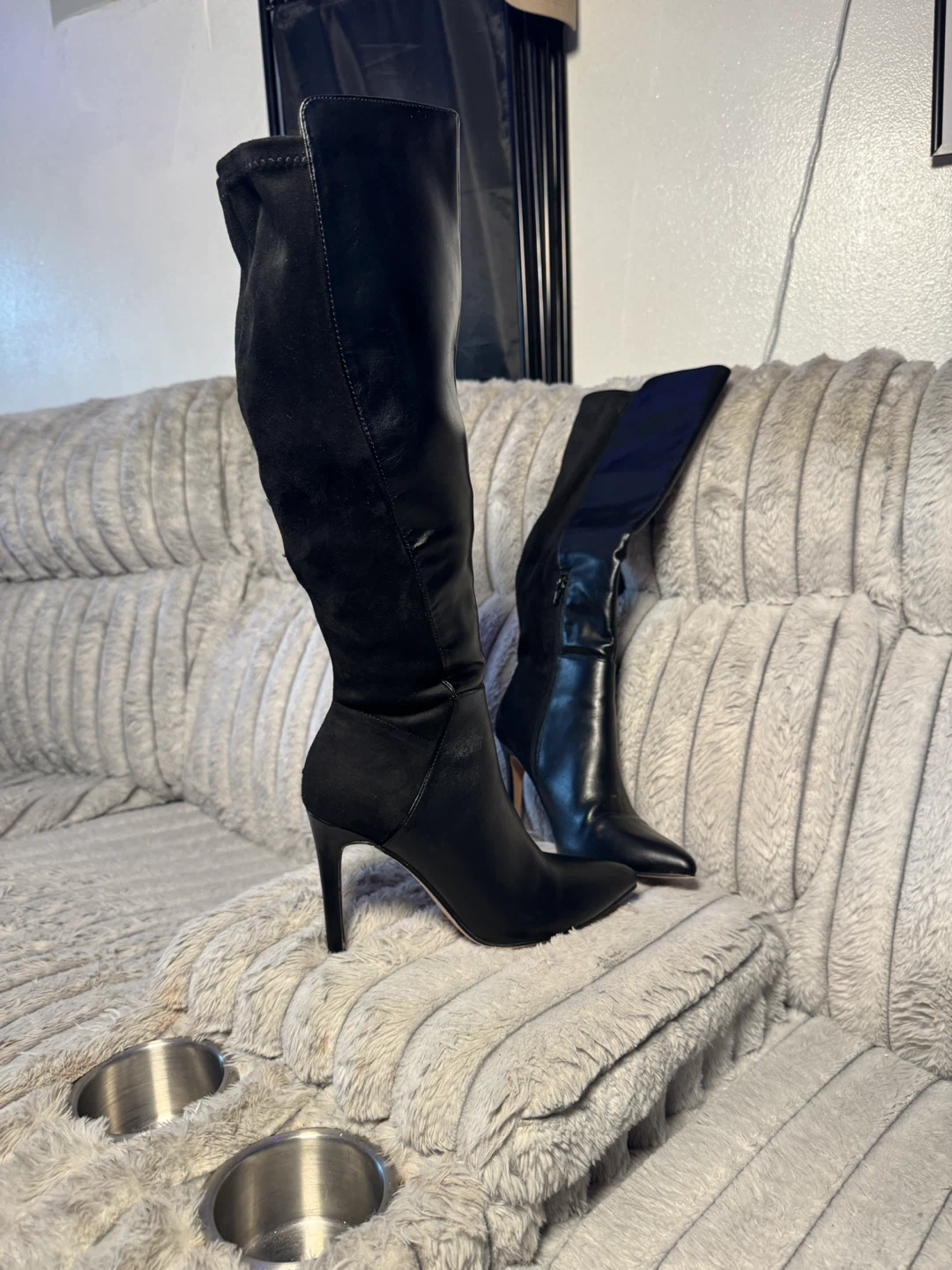 Black Knee-High Heel Boots - photo 3