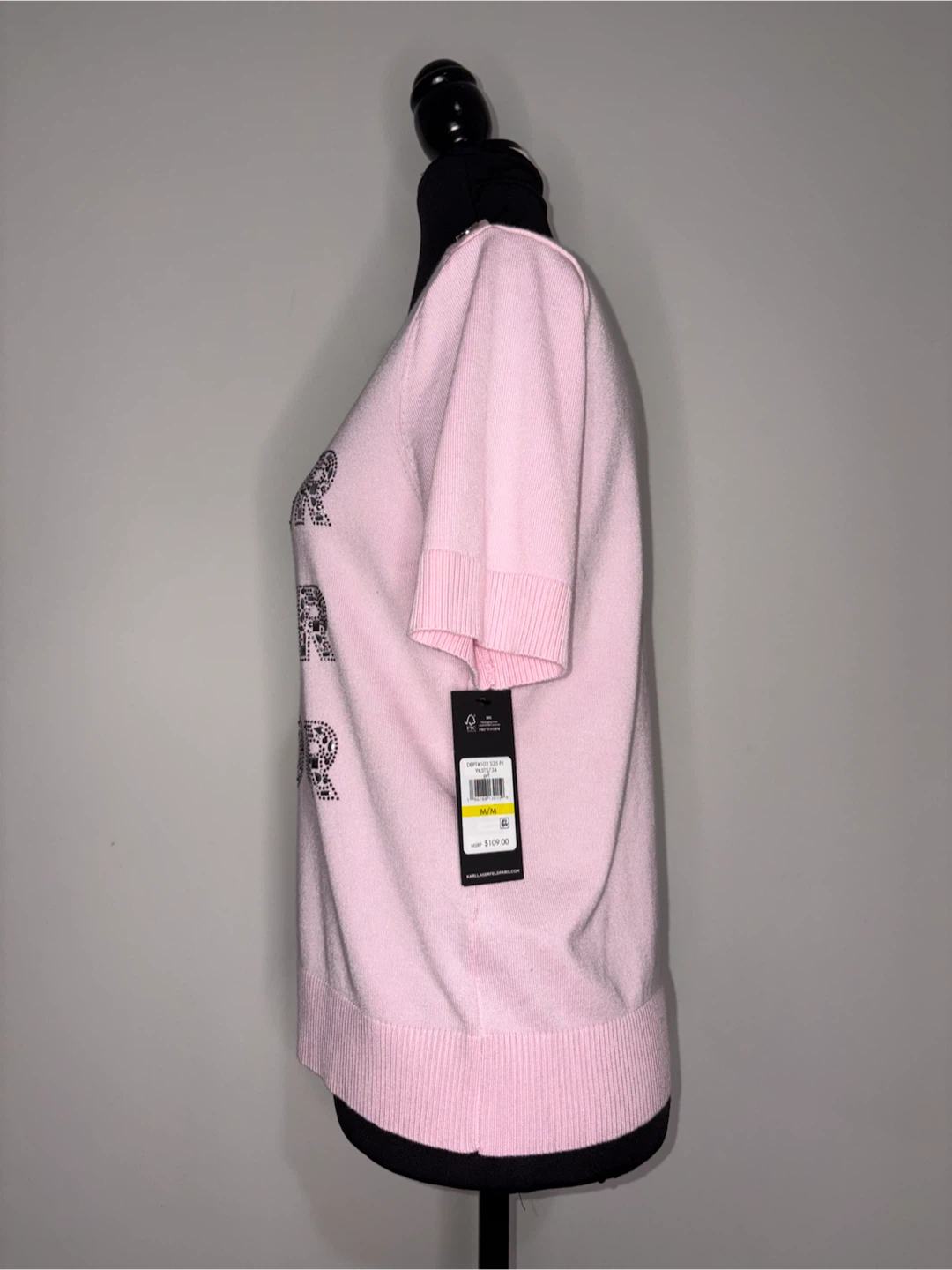 M - NEW w/TAG! Pink Bonjour Knit Top with Rhinestones - photo 3