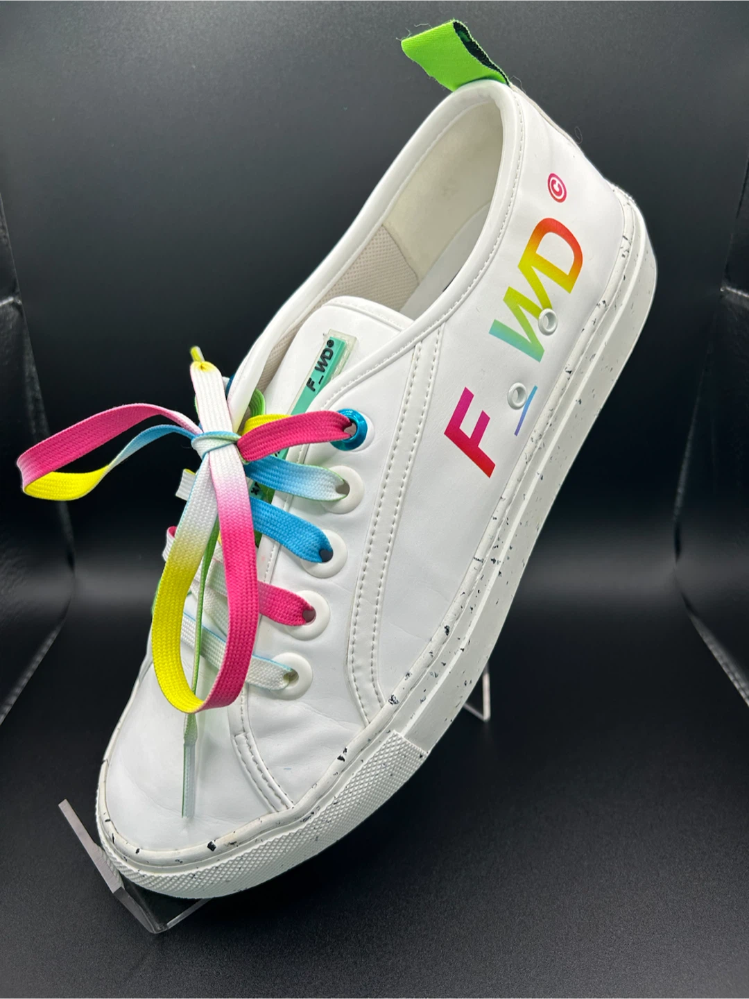 7.5 - Like NEW! F_WD Women's White Sneakers with Rainbow Laces - photo 5