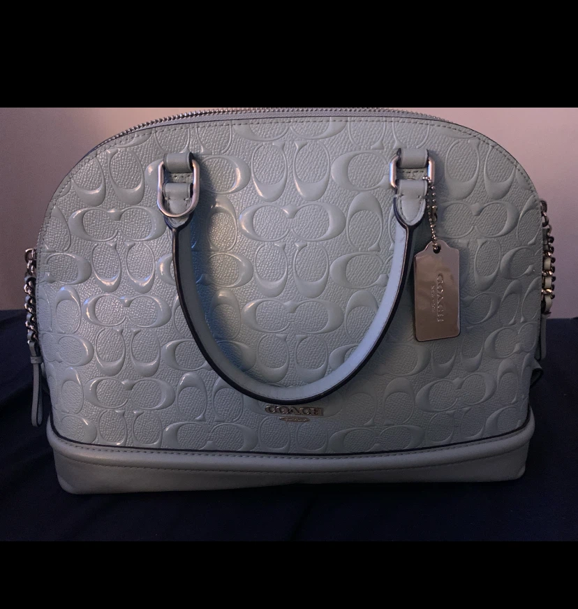 Coach Embossed Monogram Dome Satchel Bag - Light Blue
