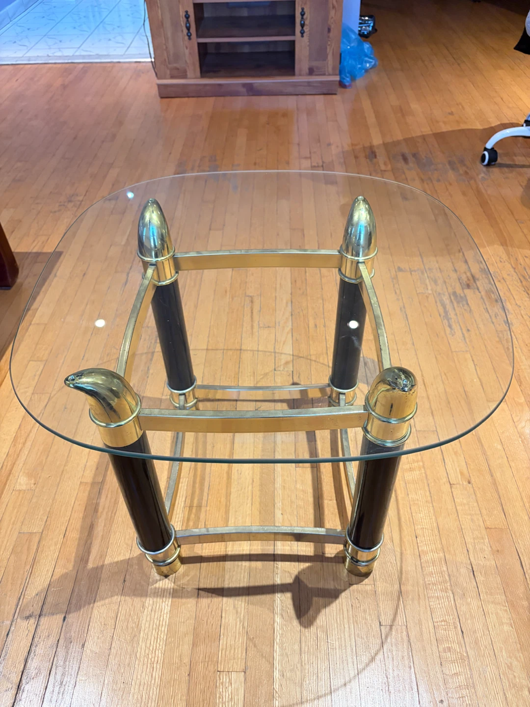 Glass Top Side Table with Gold and Black Accents - photo 3
