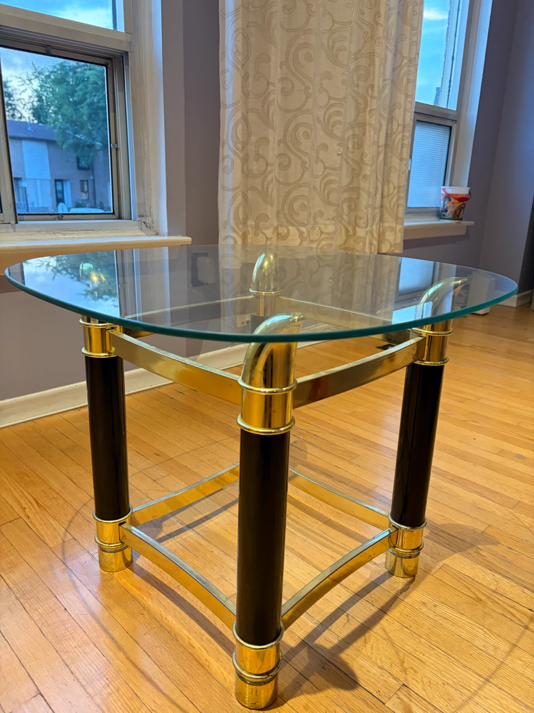 Glass Top Side Table with Gold and Black Accents - photo 4