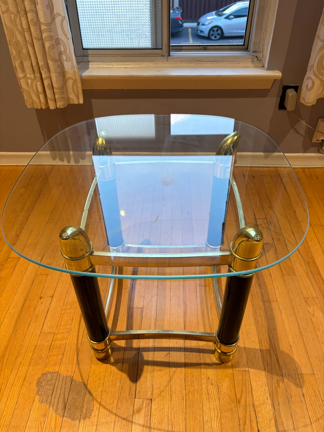 Glass Top Side Table with Gold and Black Accents - photo 5