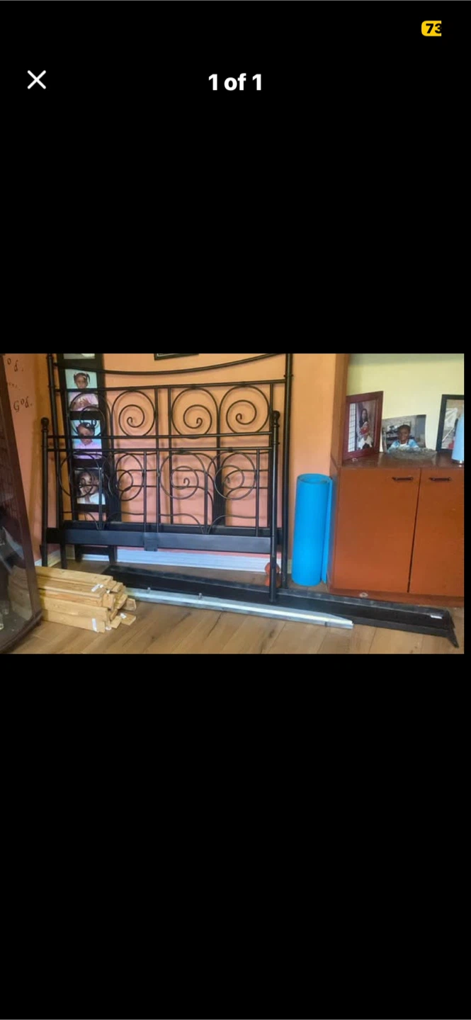 Black Metal Bed Frame with Decorative Scrollwork
