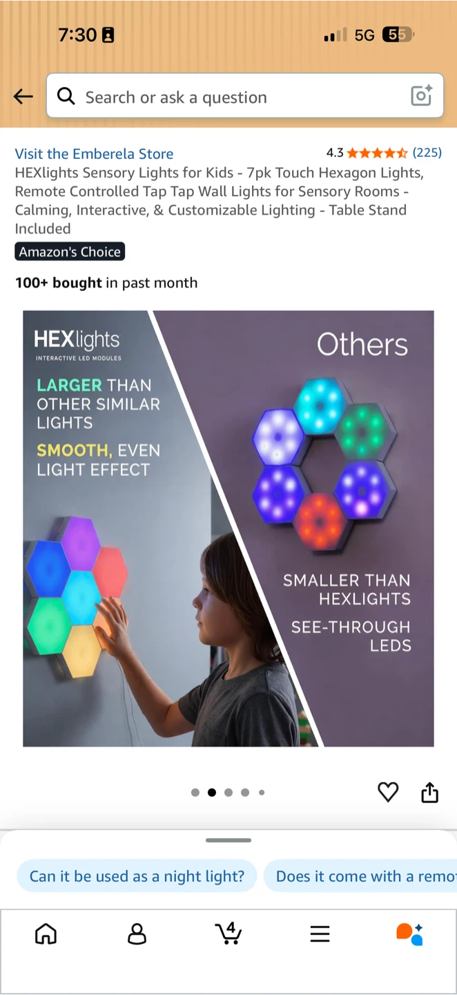Hexagon shaped lights  - 7pk Touch Hexagon Lights