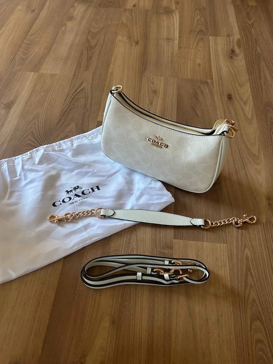 Coach Teri Shoulder Bag White Signature Canvas