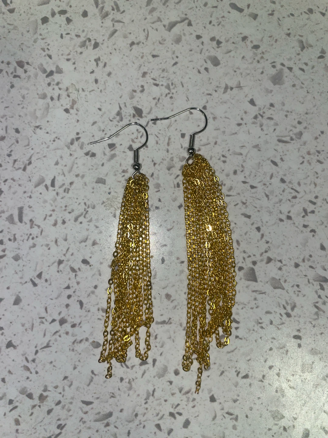 Gold Tone Dangle Chain Earrings