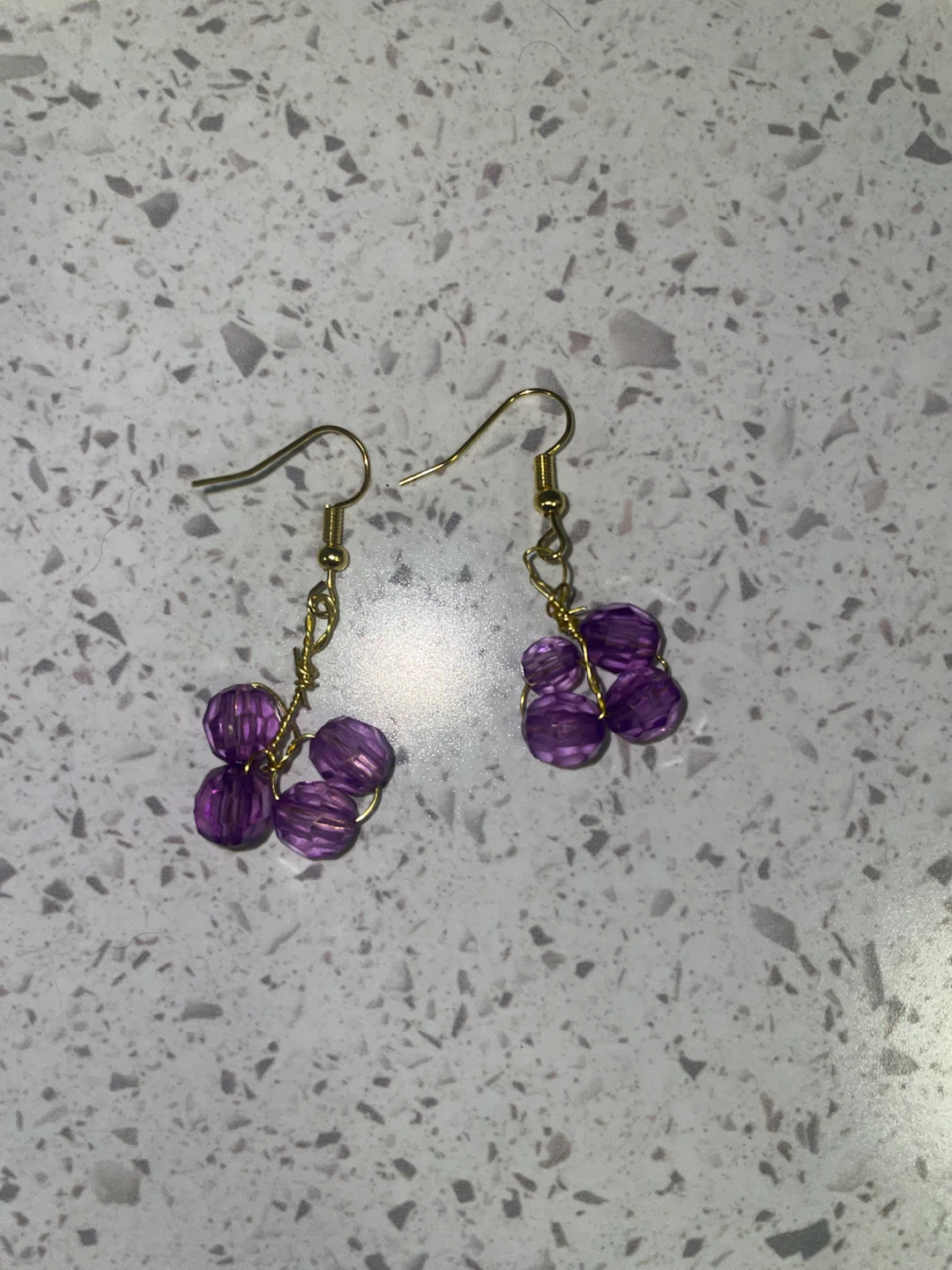 Purple Beaded Cluster Earrings