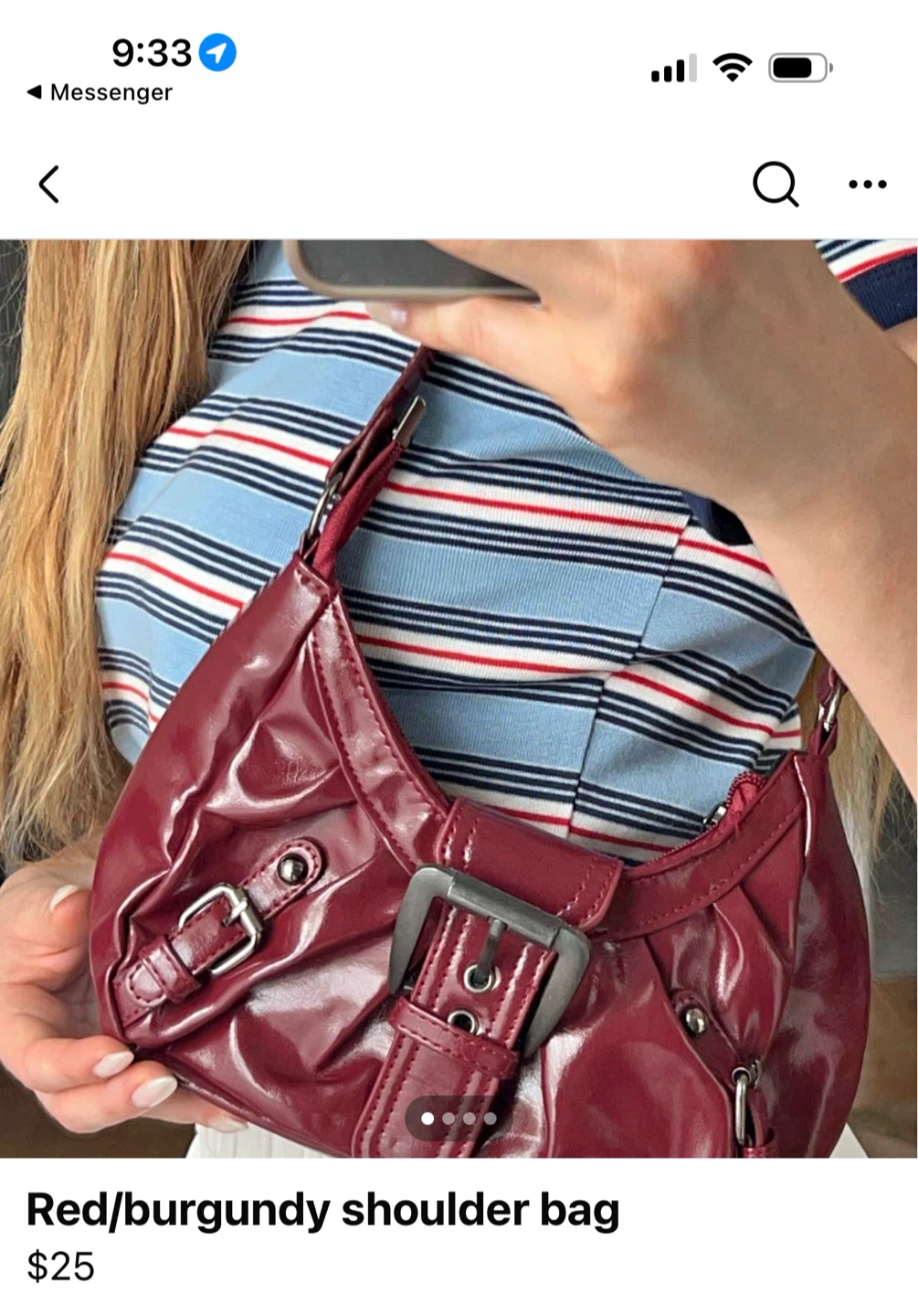 Burgundy Patent Leather Shoulder Bag