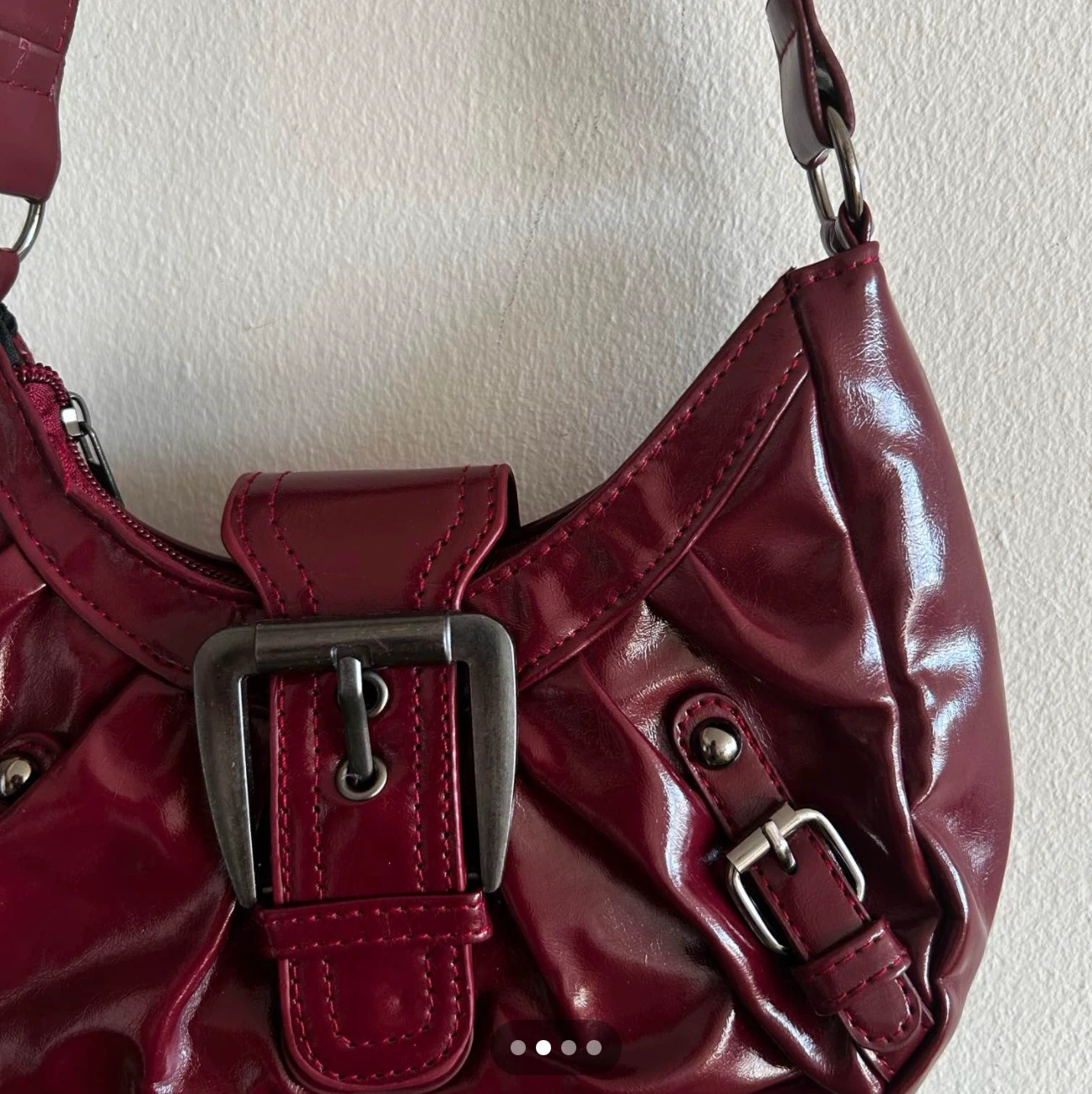 Burgundy Patent Leather Shoulder Bag - photo 4