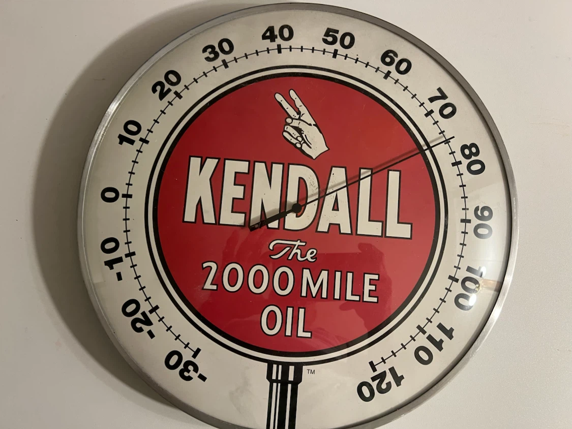 Kendall The 2000 Mile Oil Thermometer Clock