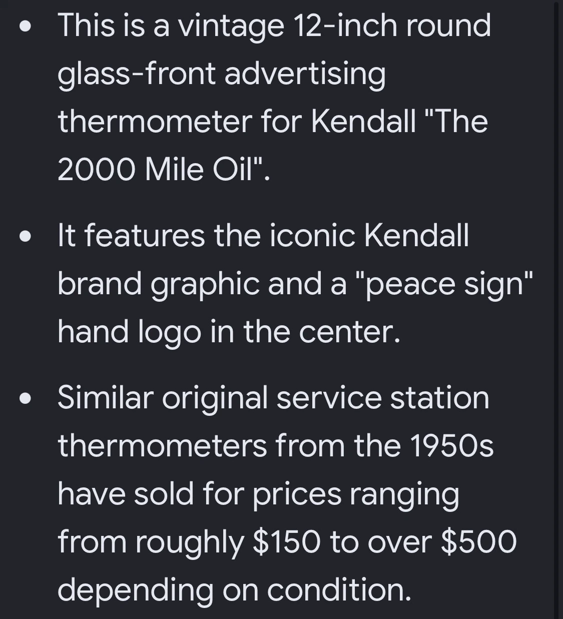 Kendall The 2000 Mile Oil Thermometer Clock - photo 5