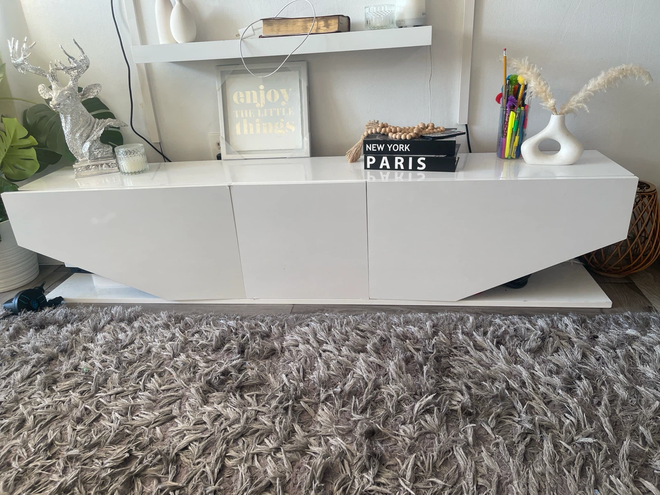 White Modern Media Console TV Stand
