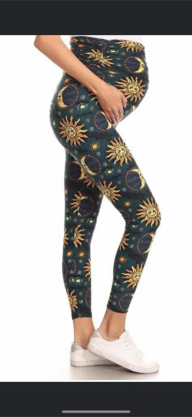 Maternity Leggings Sun Moon Celestial Print