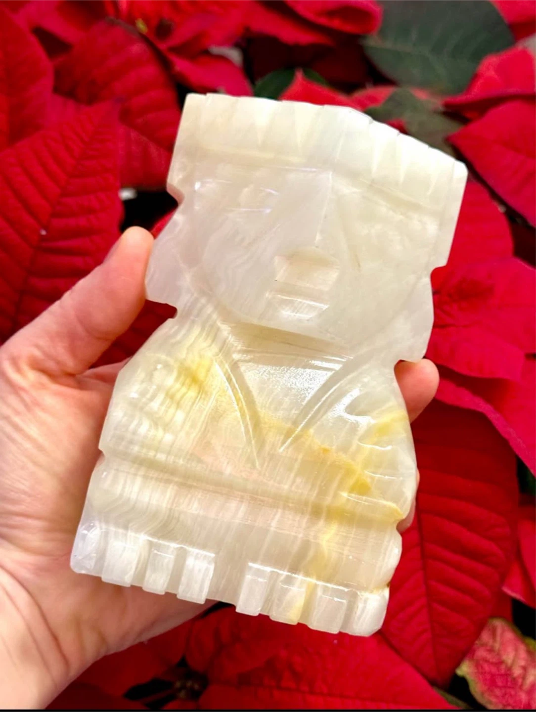 Aztec Onyx Bookend Figurine Marbled Beige