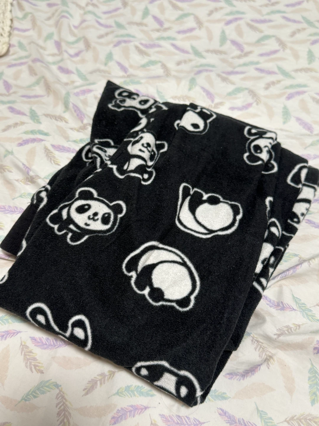 Black Panda Fleece Footed Pajamas