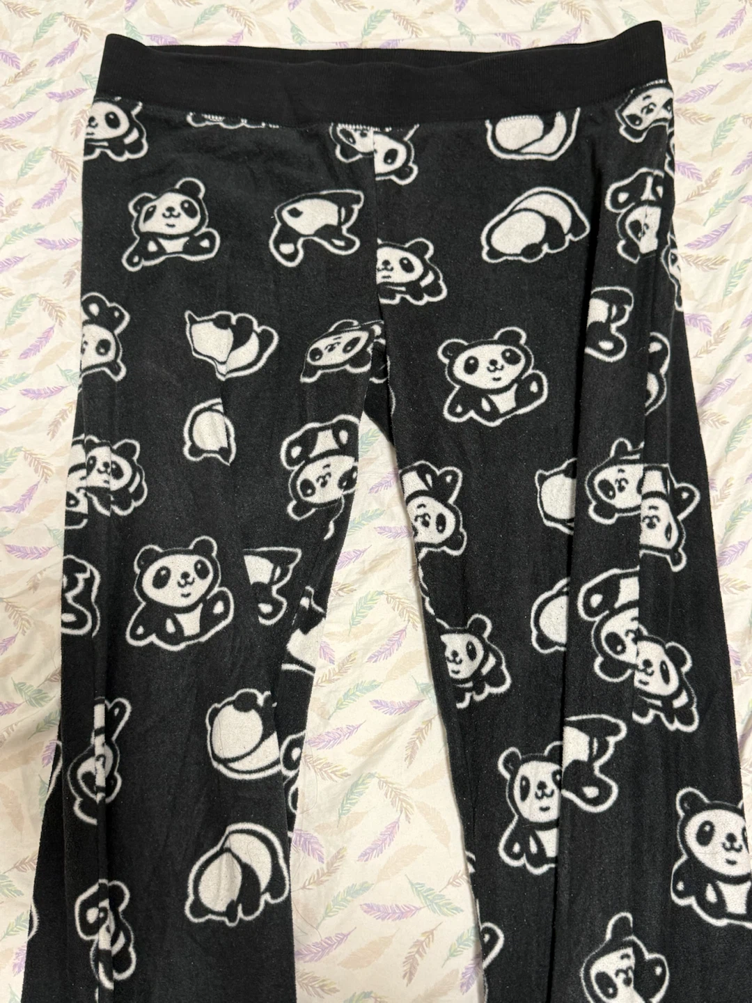 Black Panda Fleece Footed Pajamas - photo 2