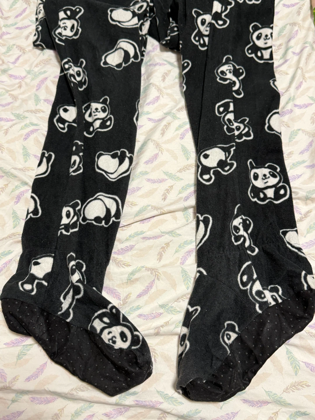 Black Panda Fleece Footed Pajamas - photo 3