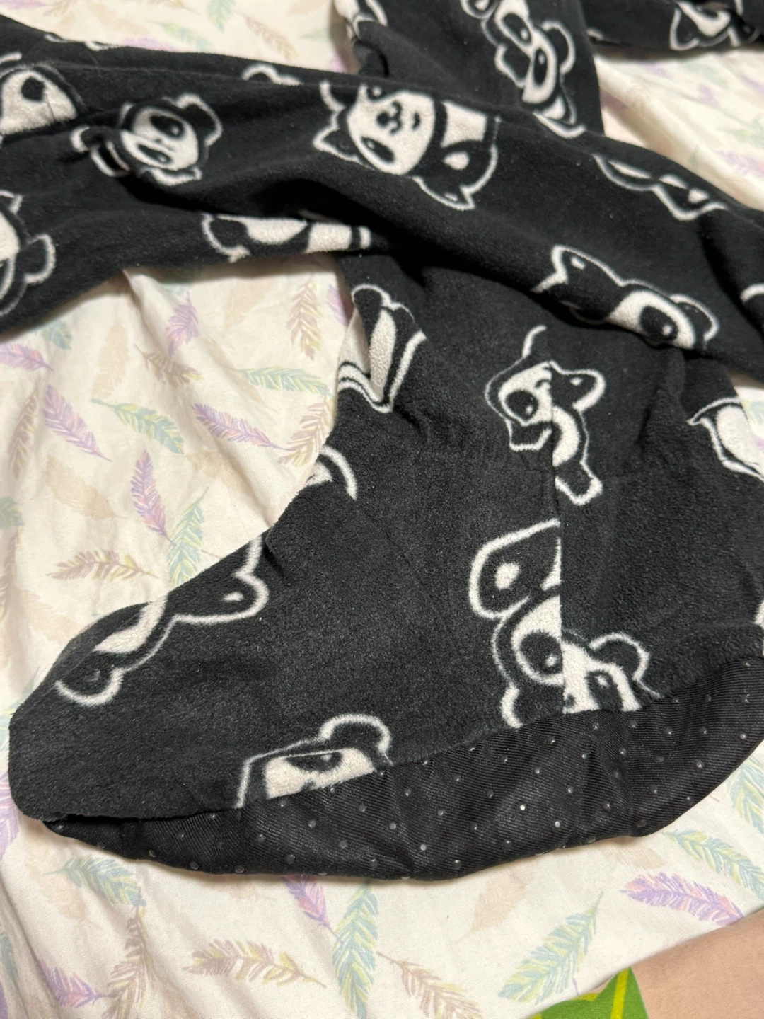 Black Panda Fleece Footed Pajamas - photo 4