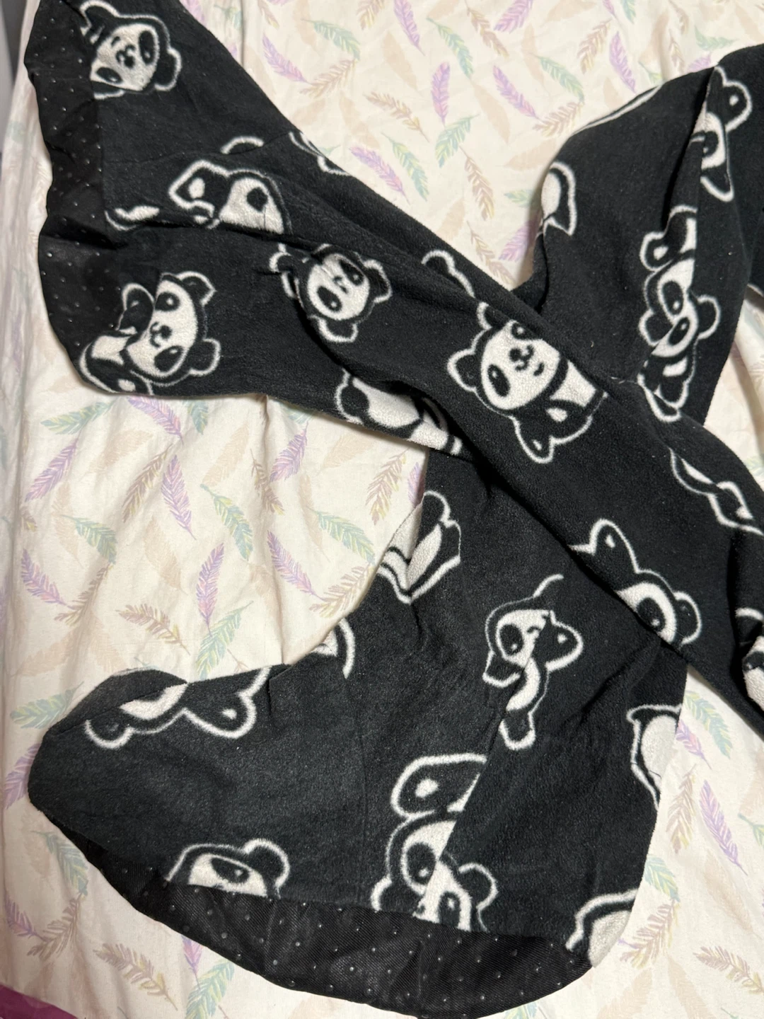 Black Panda Fleece Footed Pajamas - photo 5