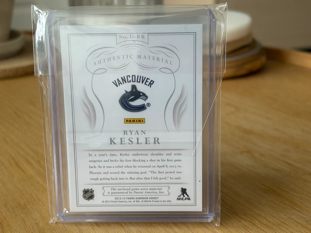 RYAN KESLER 69/99 Jersey Canucks Panini Card - photo 2