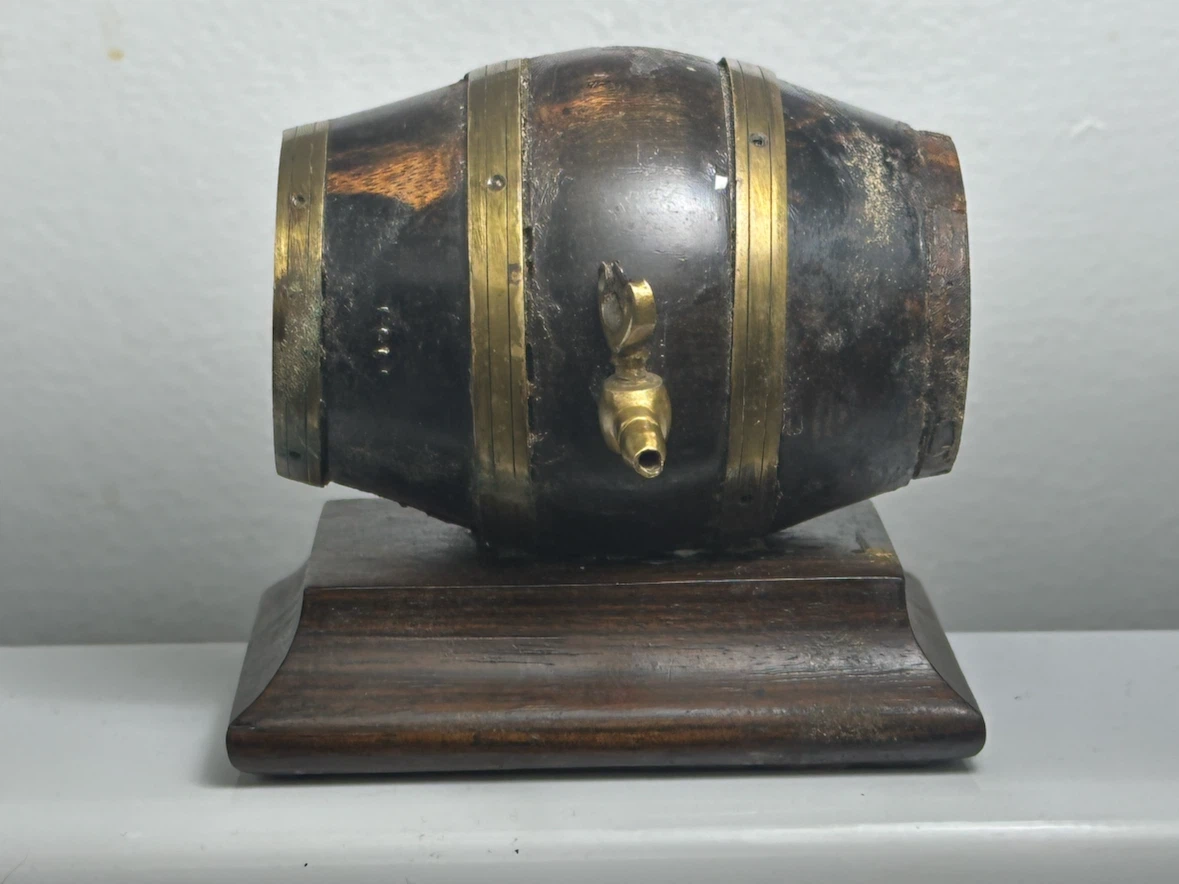 19th Century Treen Coromandel Wood Barrel  String Box