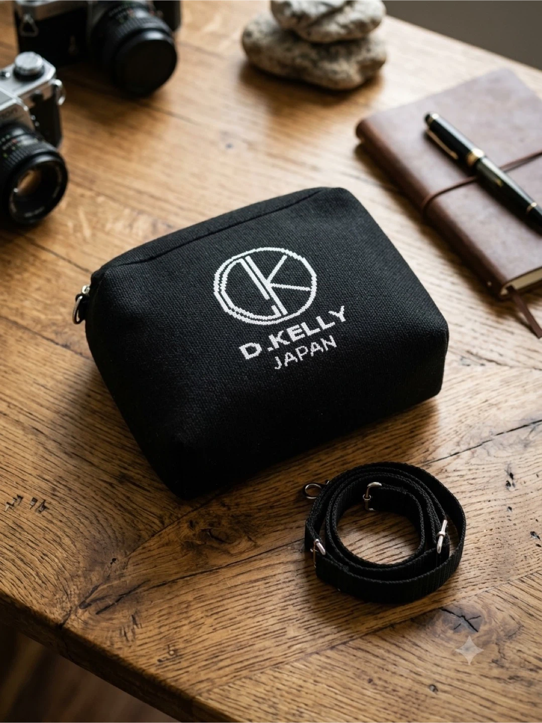 D. KELLY JAPAN Black Canvas Pouch with Strap
