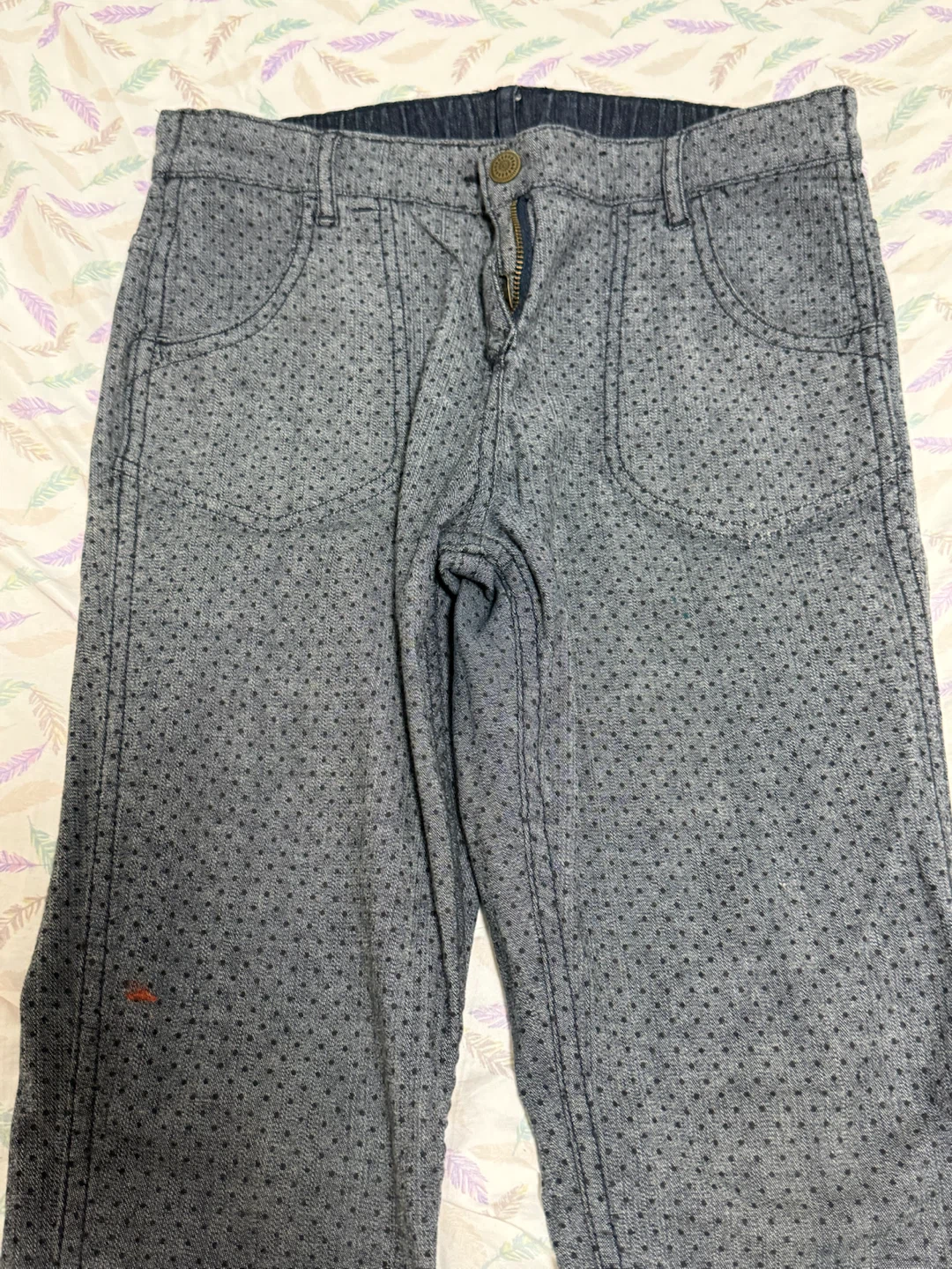 Denim Pants with Polka Dot Pattern - photo 4