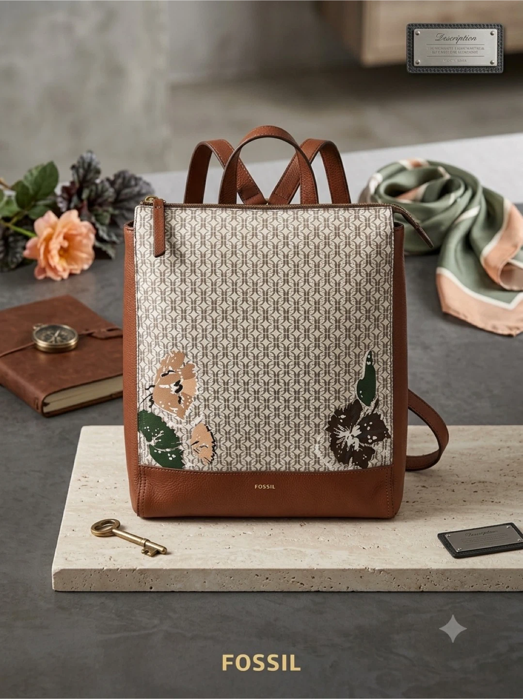 Fossil Backpack with Butterfly Print