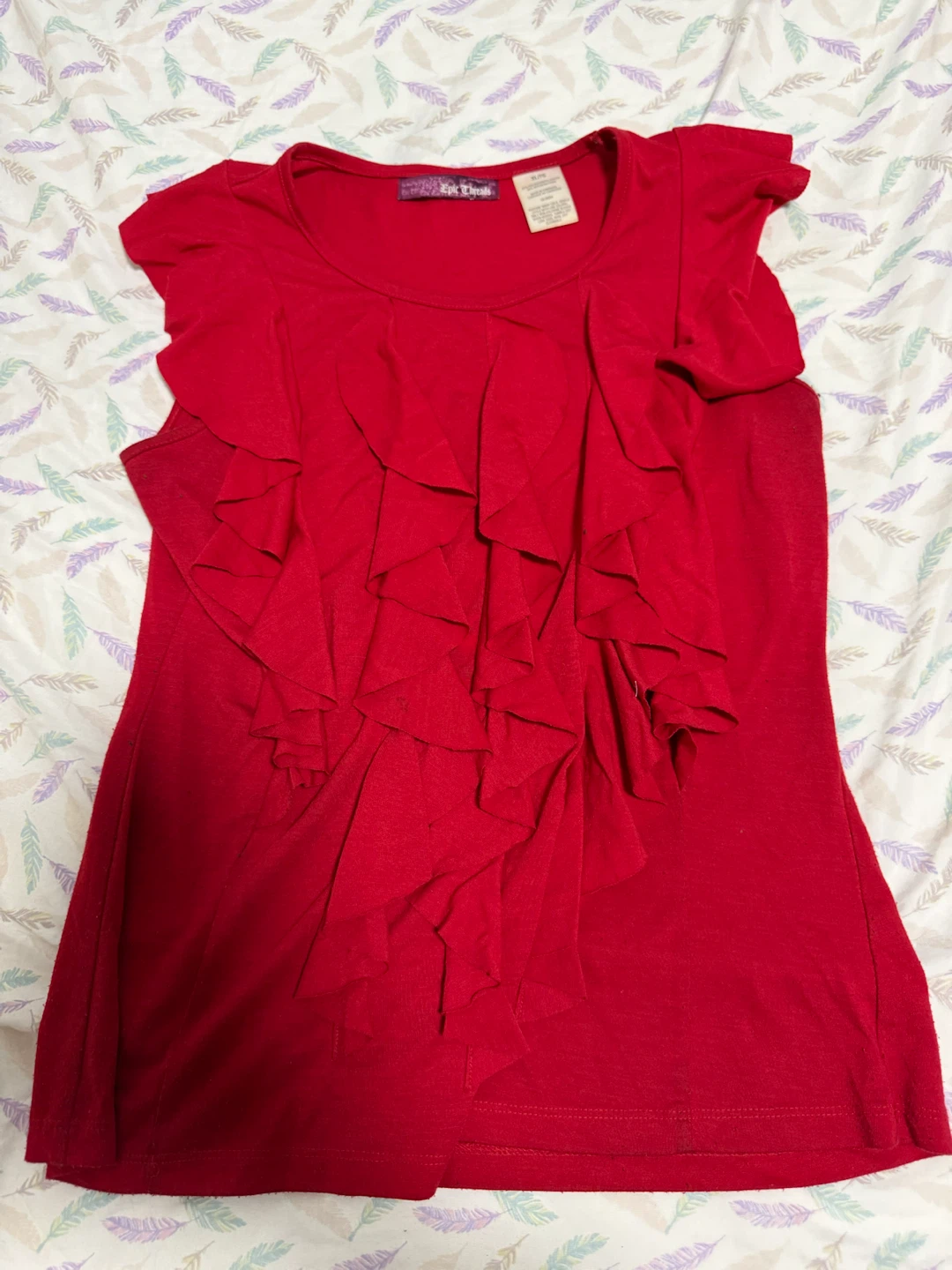 Epic Threads Women's Red Ruffle Top