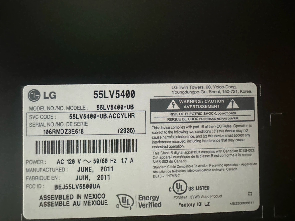 LG 55" 55LV5400-UB TV - photo 2